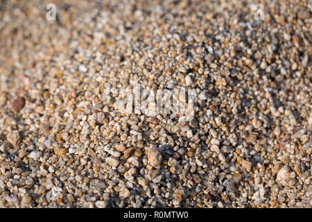 Closeup of sand on the beach. Crystals of sea sand as background. Macro shot Stock Photo