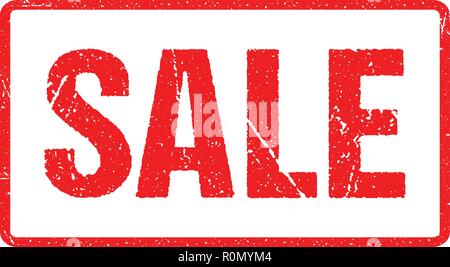 Sale Rough Letters Sign Typography Isolated on White. Red Ink Grunge Rubber Stamp Imitation Effect Stock Vector