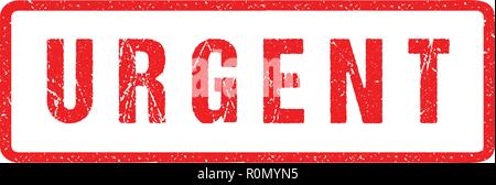 Urgent Red Seal Rough Letters Isolated on White. Red Ink Grunge Rubber Stamp Imitation Effect. Stock Vector