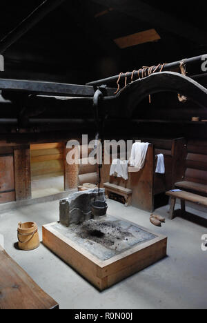 Traditional old house interior at Norsk Folkemuseum in Oslo, Norway ...