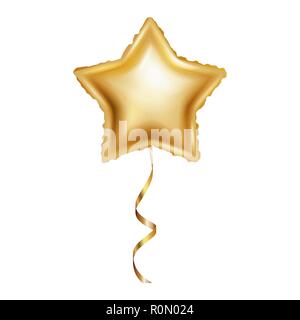 Realistic golden balloon in form of star isolated Stock Vector