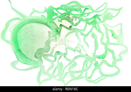Background image from abstract watercolor stains, forming a form of different colors, like a tree . Stock Photo