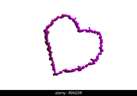 Image of a heart made from wet drops of watercolor paint, isolated on white . Stock Photo