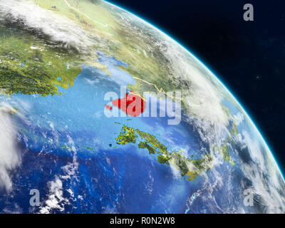 South Korea on realistic model of planet Earth with country borders and ...
