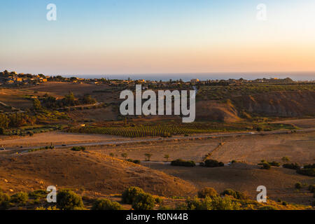 Valley of the Temples (Valle dei Templi) - valley of an ancient Greek Temple ruins built in the 5th century BC, Agrigento, Sicily, Italy. Stock Photo