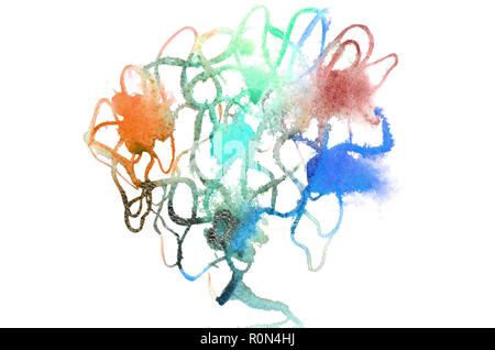 Background image from abstract watercolor stains, forming a form of different colors, like a tree . Stock Photo