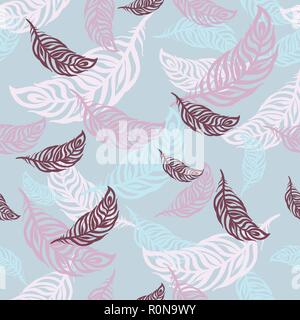 Feathers seamless light pattern for bedlinen, poster, logo, background, texture, print Stock Vector
