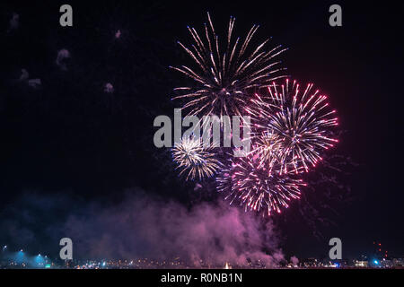 Fireworks over Blackheat as part of Bon Fire celebrations, Blackheat, London Stock Photo