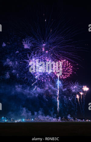 Fireworks over Blackheat as part of Bon Fire celebrations, Blackheat, London Stock Photo
