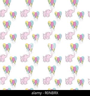 cute elephants seamless vector pattern background illustration Stock Vector