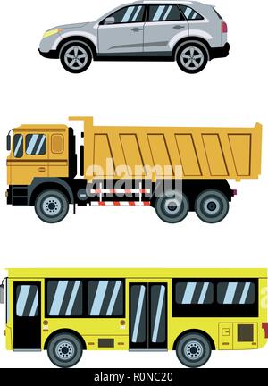 Transportation icons set. City cars and transport. Vector illustration Stock Vector