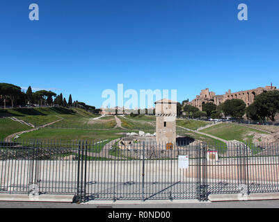 Circus Maximus is was an ancient Roman Chariot-racing stadium and mass entertainment venue in the heart of Rome. Stock Photo