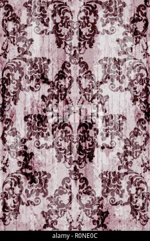 Vintage baroque pattern Vector. Luxury ornament background decoration. Old ruined effects. burgundy color Stock Vector