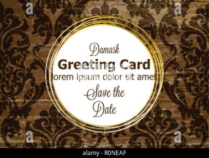 Luxury card vintage baroque style Vector. Rich ornament background decoration. Old ruined effects. coppery color Stock Vector