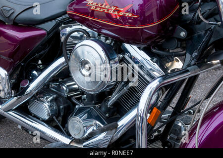 Close up of a beautiful motorbike at biker night on Poole Quay, Dorset, England, UK Stock Photo