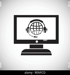 Help desk on gadget on white background icon Stock Vector