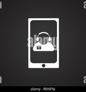 Help desk on gadget on black background Stock Vector