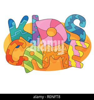 Kids Game Vector Background in Cartoon Style. Bright Funny Banner for Children Stock Vector