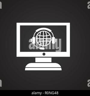 Help desk on gadget on black background Stock Vector
