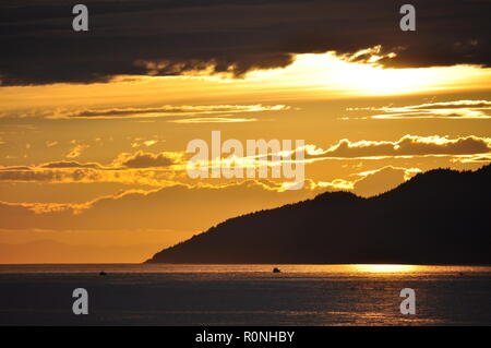 Sunset over the Strait of Georgia, British Columbia, Canada Stock Photo