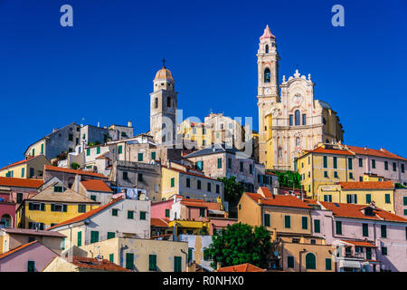 The village of Cervo on the Italian Riviera in the province of Imperia, Liguria, Italy Stock Photo