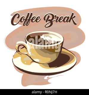 Hand drawn coffee break graphic design. Vector illustration. Stock Vector