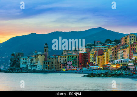 The tourist resort of Camogli on the Italian Riviera in the Metropolitan City of Genoa, Liguria, Italy Stock Photo