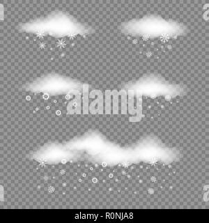 white clouds and snowfall Stock Vector