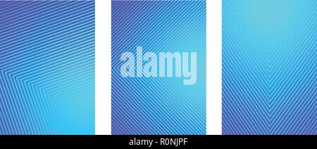 A4 Fading blue line pattern background set Stock Vector