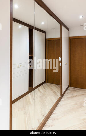wardrobe with mirrors in the hall Stock Photo