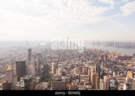 Southern view from the Empire State Building over Lower Manhattan, New York City, United States of America. US, U.S.A,