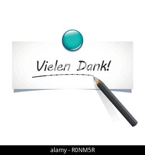german text Vielen Dank translation Many Thanks calligraphy inscription hand drawn lettering vector illustration Stock Vector