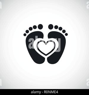 baby feet footprint with heart vector illustraton Stock Vector