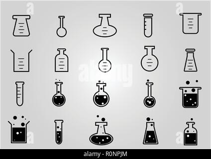 Chemical glass symbol, chemistry and science concept vector icon Stock Vector