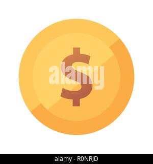Flat vector golden icon of american dollar coin Stock Vector