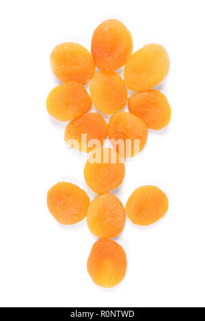 Flower lined with dried apricots isolated on the white background Stock Photo