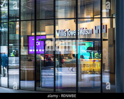 Willis Towers Watson Insurance Company Head Office / Headquarters on Lime Street in the City of London, London's Financial District Stock Photo
