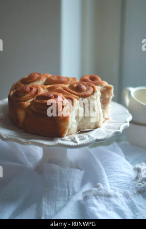 Cinnamon rolls on a cakestand Stock Photo