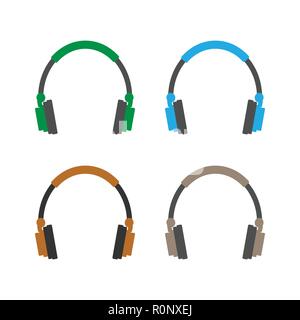 Audio headphones icon. Vector illustration, flat design. Stock Vector