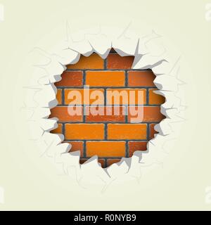 round hole in the brick wall Stock Vector