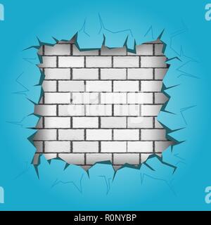 square hole in blue wall Stock Vector