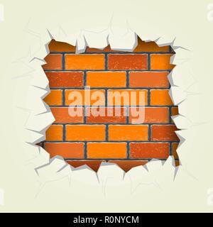 square hole in the brick wall Stock Vector