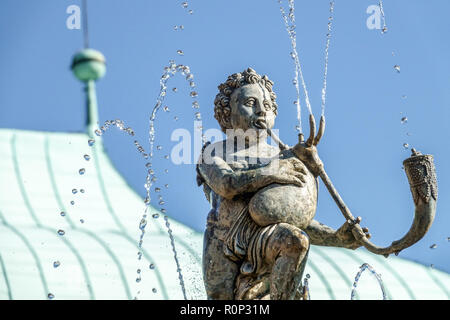 Prague Royal Garden, Renaissance bagpipe, Singing Fountain Prague Czech Republic Stock Photo