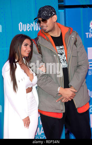 Elettra Lamborghini and Afrojack attending the MTV European Music Awards 2018 at the Bizkaia Arena on November 4, 2018 in Bilbao, Spain. Stock Photo