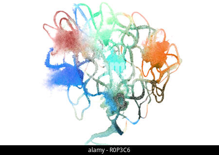 Background image from abstract watercolor stains, forming a form of different colors, like a tree . Stock Photo