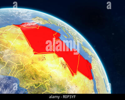 North Africa on realistic model of planet Earth with country borders ...