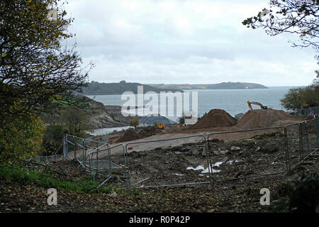 Land being built on in Cornwall with sea view Stock Photo