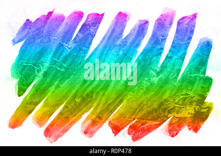 Abstract watercolor background of multi-colored ink stains of all spectral colors. Background image made with watercolors in a rainbow color solution  Stock Photo