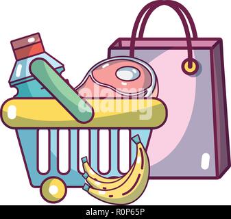 supermarket products cartoon Stock Vector