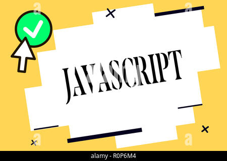 Conceptual hand writing showing Javascript. Business photo text Computer programming language used to create interactive effects. Stock Photo